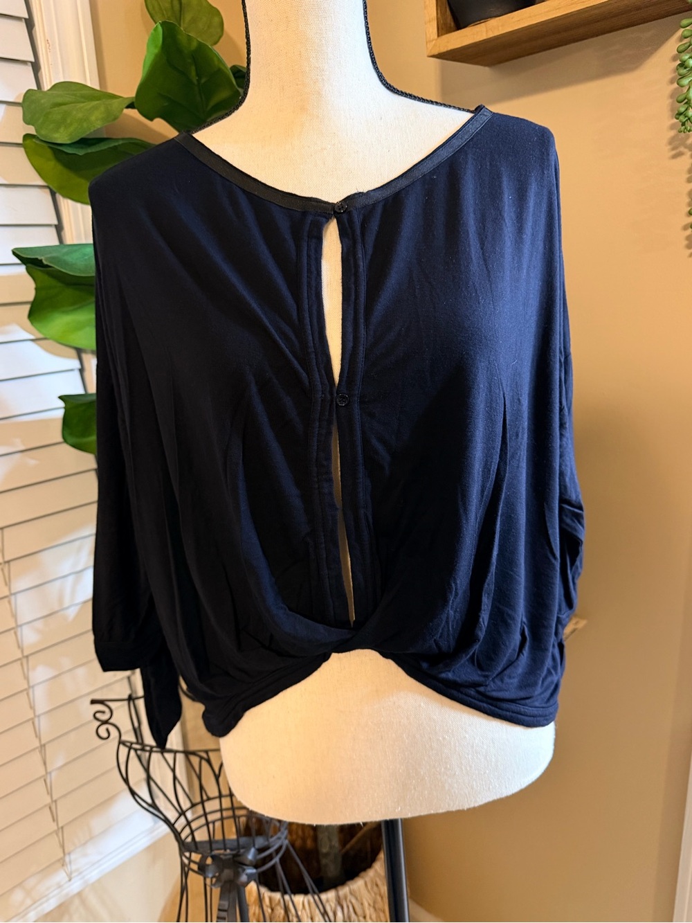 Free People Black Twist-Front Blouse